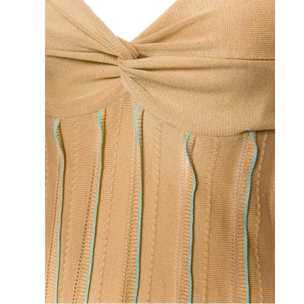 VALENTINO Tan & Turquoise KNIT Dress Size S